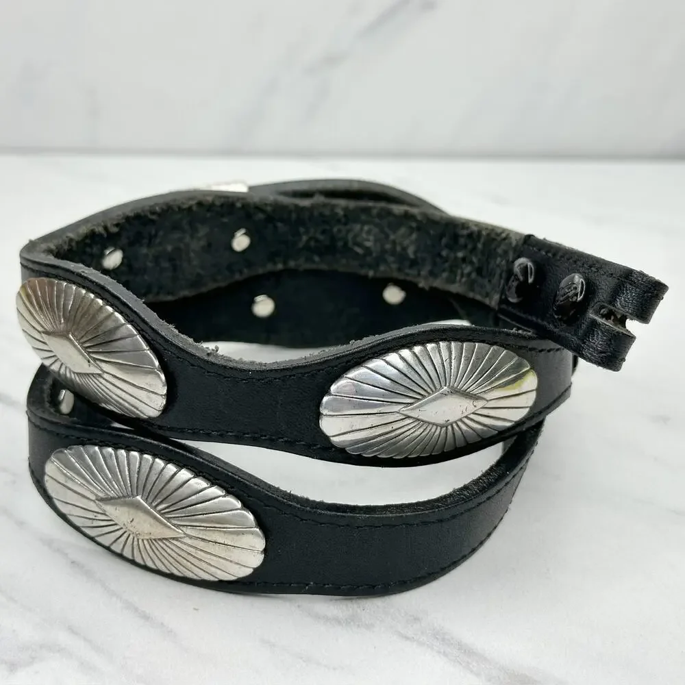 Justin Black Leather Concho Belt Strap No Buckle Size 30 ✨